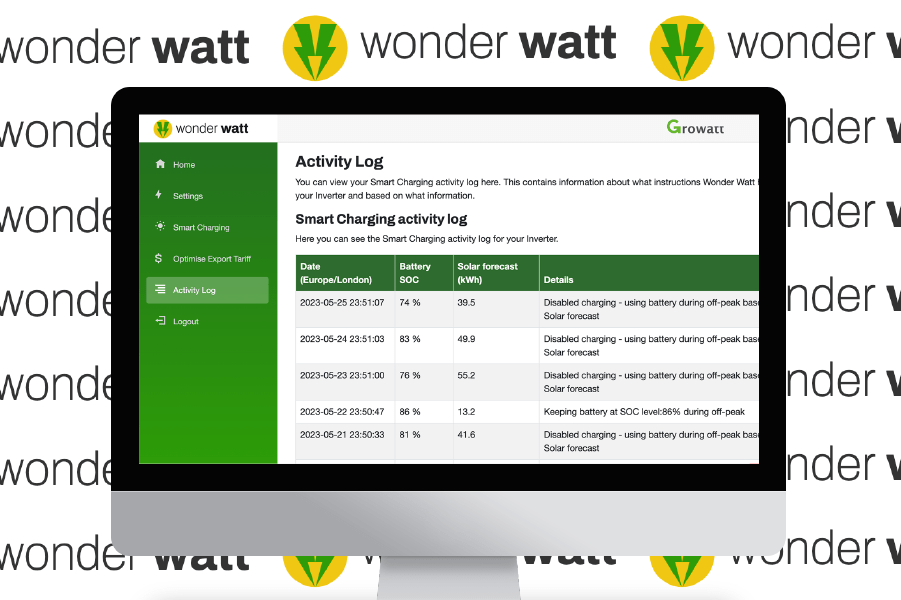 Wonder Watt Smart Solar Charging App for home batteries