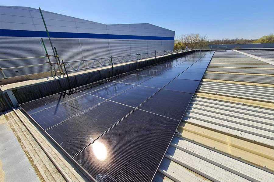 Solar Panels installed on a corrugated metal roof